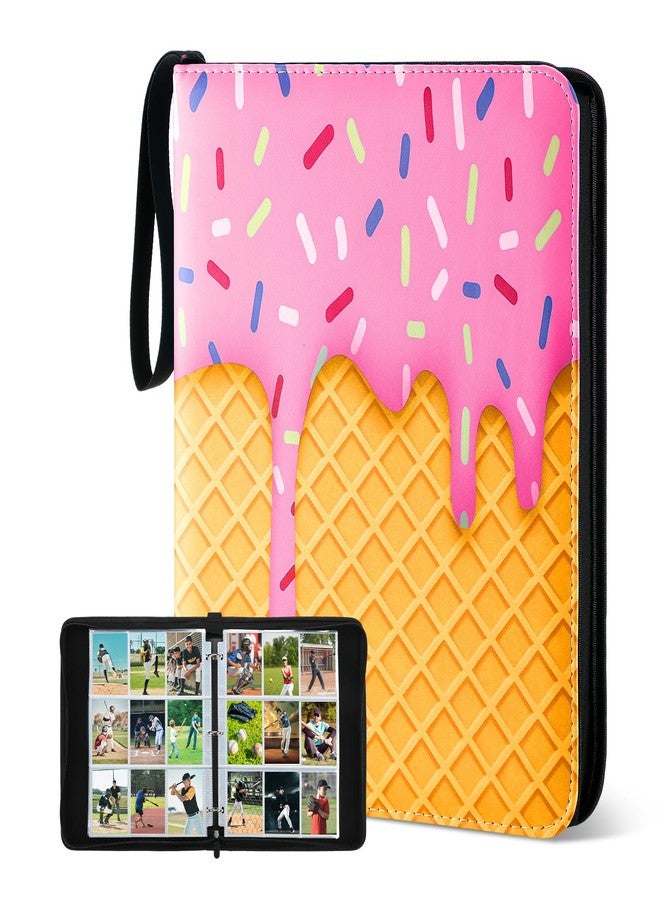 Jaloro Ice Cream Drip Baseball Card Binder Trading Card Binder Portable Collector Cardholder Baseball Album Case for Boys Sports Game Supplies(Ice Cream,Pink,900 Pocket) - Image 1