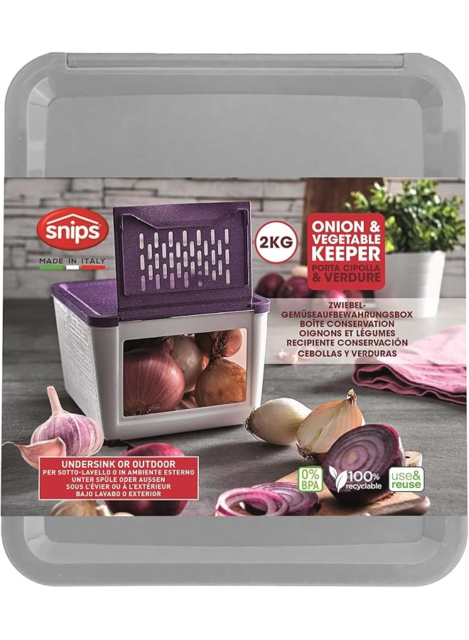 Snips Onion And Vegetables Container, 2 Kg Capacity, White/Gray - Image 4