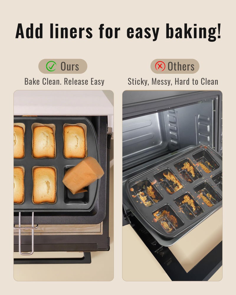 Bake Choice 100 Pcs Mini Loaf Pan Liners Compatible with Wilton Mini Loaf Pan, Natural Parchment Paper Cupcake Liners, Petite Loaf Baking Cups for Cupcake, Muffin, Brownies, 3.15 * 1.97 * 1.57inch - Image 4