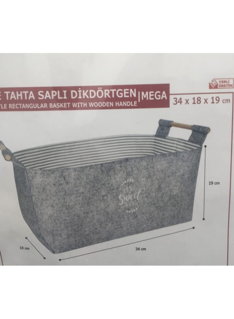 الاس هوم كوليكشن سلة فاخرة من اللبّاد مقاس34x18x19سم - Image 2