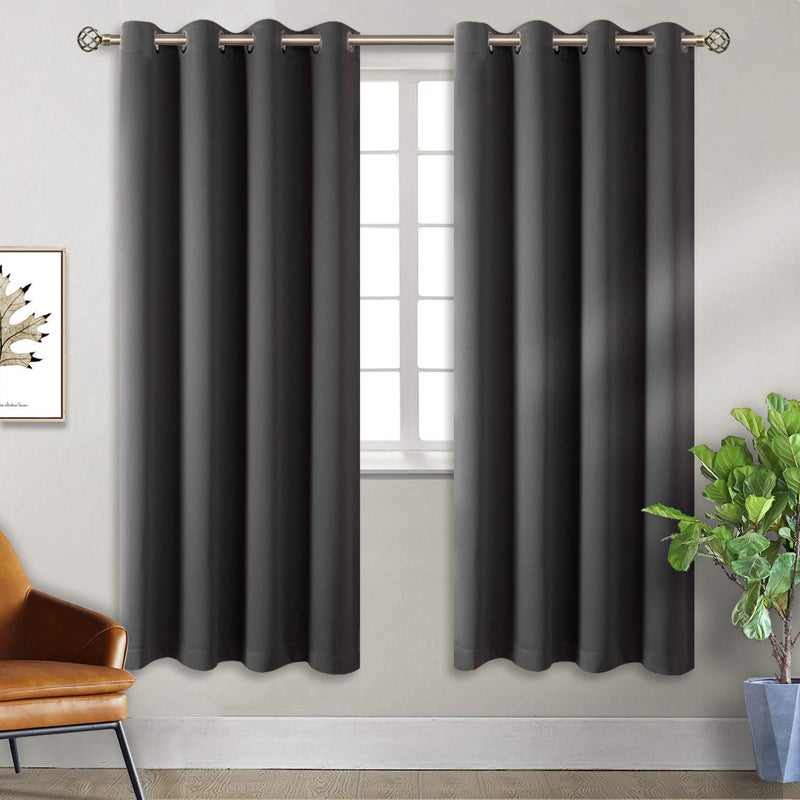 BGment Blackout Curtains for Bedroom  Grommet Thermal Insulated Room Darkening Curtains for Living Room Set of 2 Panels Each 46 x 72 Inch Dark Grey