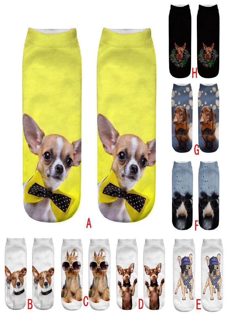 Eckek Cute Casual Business Socks 3D Dog Printing Medium Sports Socks - Image 2