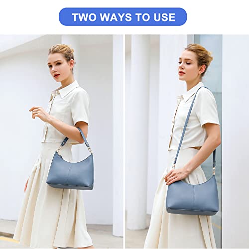 Keyli Women's Blue PU Leather Shoulder Handbag with Zipper, 11"L x 4.5"W x 9"H, Unique Design, Large Capacity - Image 2