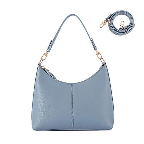 Keyli Women's Blue PU Leather Shoulder Handbag with Zipper, 11"L x 4.5"W x 9"H, Unique Design, Large Capacity - Image 1