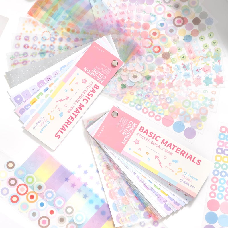 Prstincol Cute Sticker Bookï¼Œ30 Sheets Glitter Aesthetic Decorative Stickers for Scrapbooking,Stars Heart Letter Glitter Self-Adhesive Stickers for Photocards, Journal,Scrapbookï¼ˆIndie Styleï¼‰ - Image 1