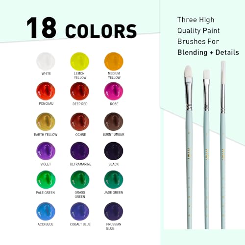 HIMI Gouache Paints Set, 18 Colors, 30g, jelly gouache paint set, Non Toxic Paint for Canvas and Paper, Art Supplies for Professionals, and More (Green Case - Image 2