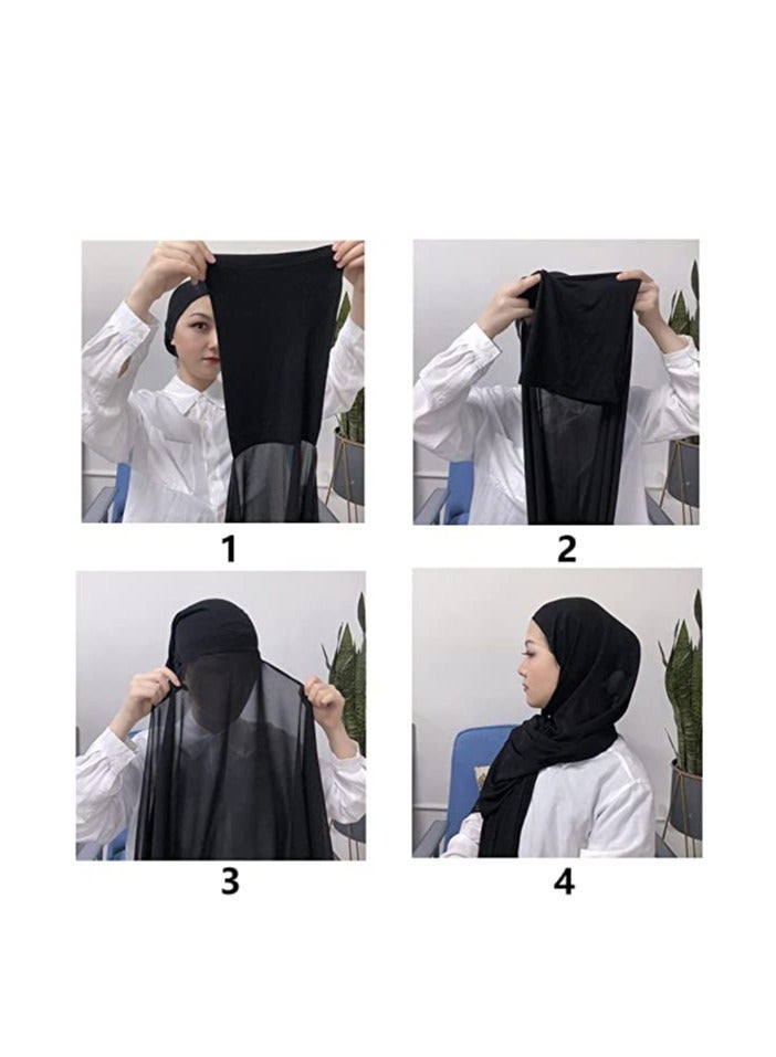 Bubble Chiffon Scarf with Underscarf Cap for Women Hijab Muslim Lightweight - Image 3