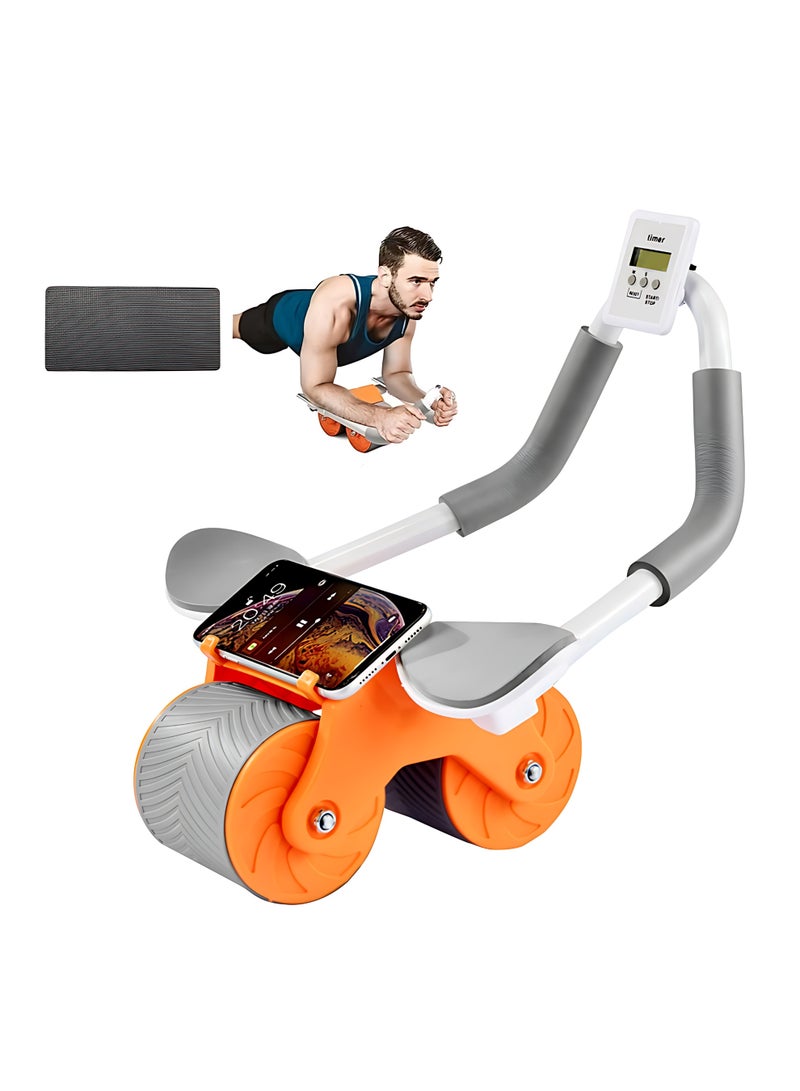 Automatic Rebound Ab Roller Wheel with Elbow Support & Phone Holder, Smart Timer Abdominal Exercise Wheel for Core Strength, Home Gym Fitness Equipment - Image 1
