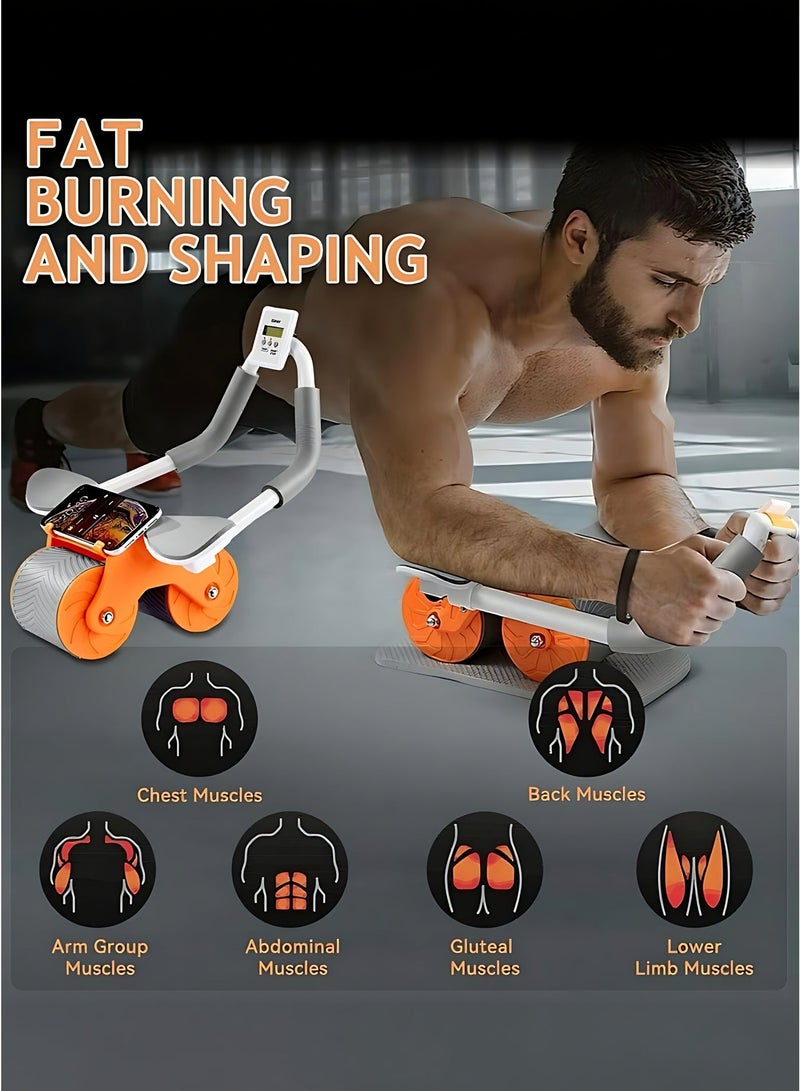 Automatic Rebound Ab Roller Wheel with Elbow Support & Phone Holder, Smart Timer Abdominal Exercise Wheel for Core Strength, Home Gym Fitness Equipment - Image 2