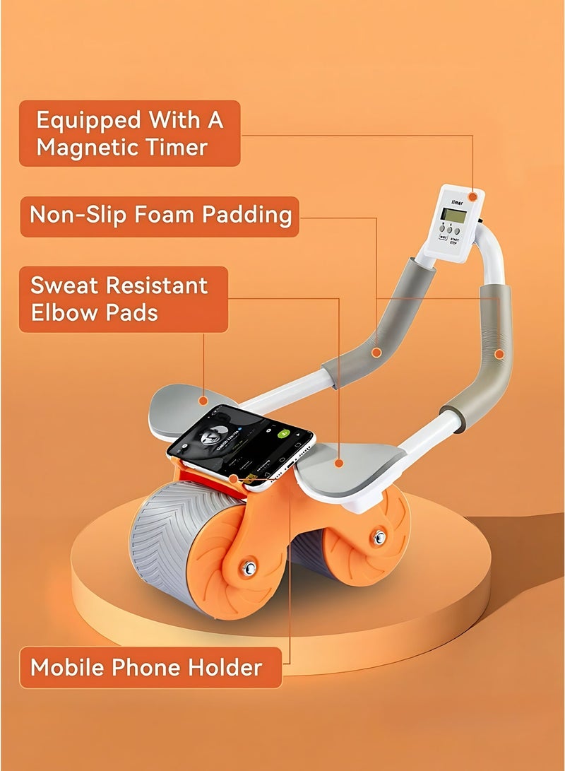 Automatic Rebound Ab Roller Wheel with Elbow Support & Phone Holder, Smart Timer Abdominal Exercise Wheel for Core Strength, Home Gym Fitness Equipment - Image 3