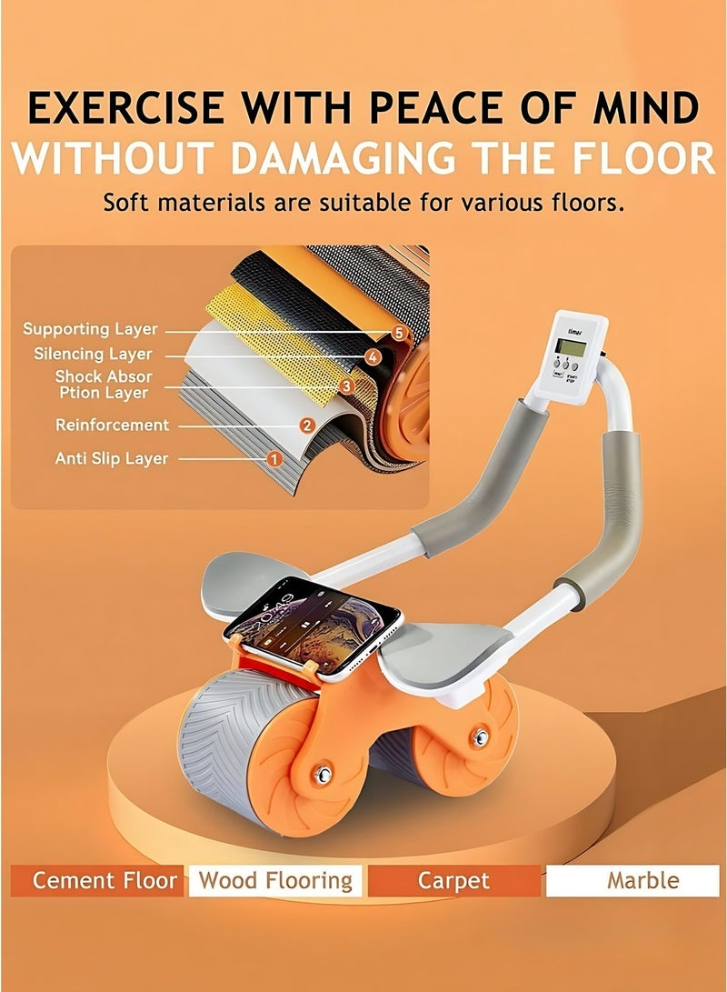 Automatic Rebound Ab Roller Wheel with Elbow Support & Phone Holder, Smart Timer Abdominal Exercise Wheel for Core Strength, Home Gym Fitness Equipment - Image 4