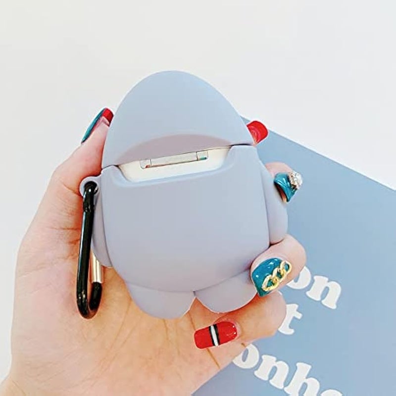 Cute Shark Wireless Earphone Case, Thick Soft Portable Silicone Shockproof Skin Cover Storage Box For Apple AirPods 2 & 1 Earplug AirPods Charging Station Case - Image 5