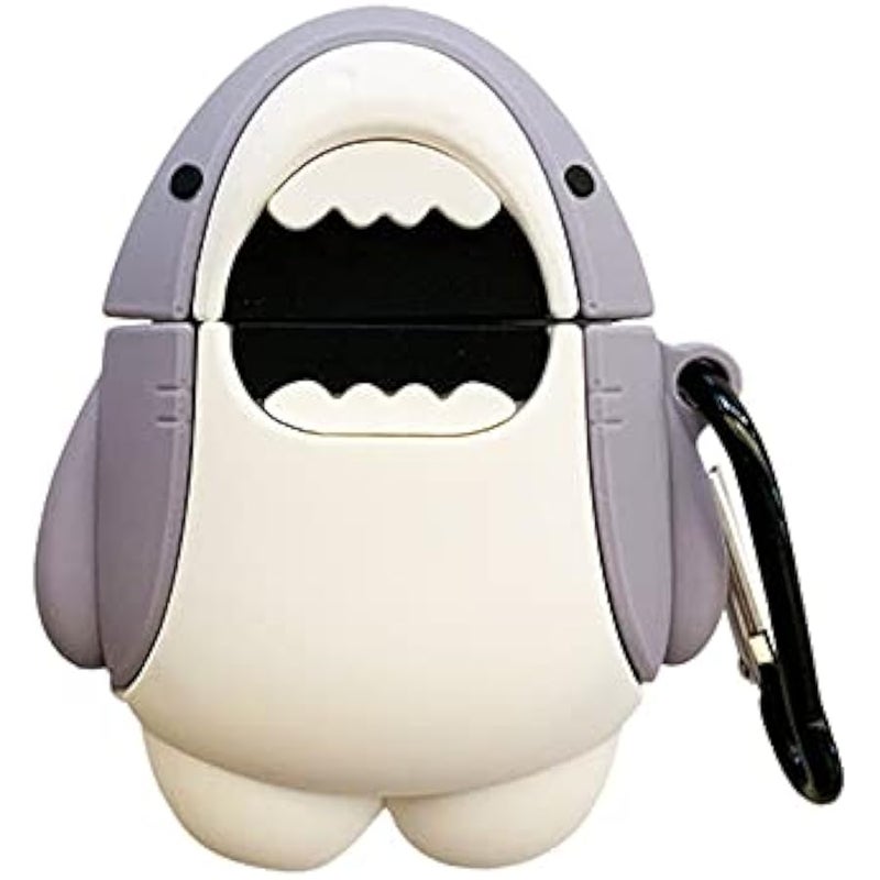 Cute Shark Wireless Earphone Case, Thick Soft Portable Silicone Shockproof Skin Cover Storage Box For Apple AirPods 2 & 1 Earplug AirPods Charging Station Case - Image 1