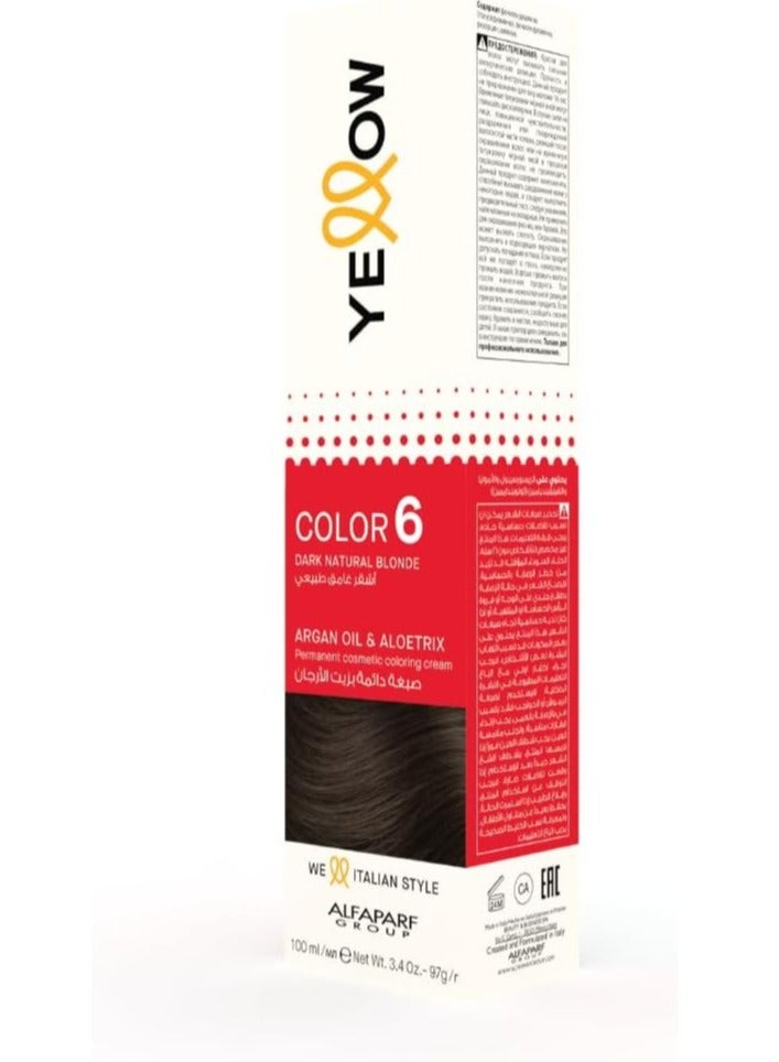يلو صبغة الشعر الدائم 6 اللون اشقر غامق طبيعي  100 مل