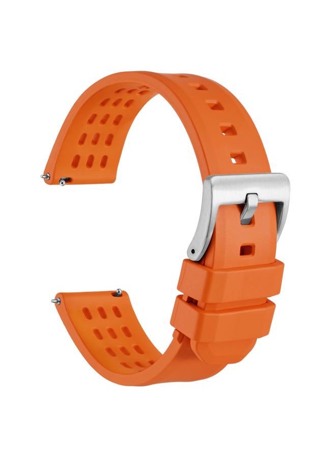 WOCCI 22mm Rally Watch Band, FKM Rubber Strap, Quick Release, Silver Brushed Buckle (Orange) - Image 1