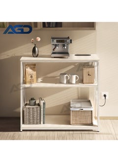 AGD Coffee Corner Table Entryway Table with Charging Port Corridor Living Room Table with Storage Shelf (White)  - Image 5