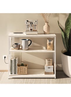 AGD Coffee Corner Table Entryway Table with Charging Port Corridor Living Room Table with Storage Shelf (White)  - Image 4