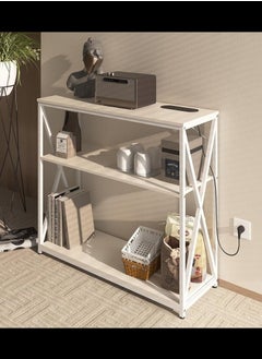 AGD Coffee Corner Table Entryway Table with Charging Port Corridor Living Room Table with Storage Shelf (White)  - Image 1
