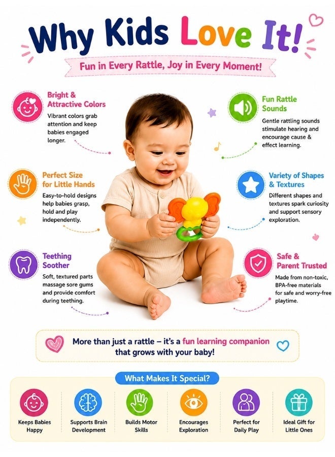 TOY GARDEN Baby Rattles Set – Soft, Safe & Colorful Infant Toys for Newborn Sensory Development and Teething Relief - Image 5