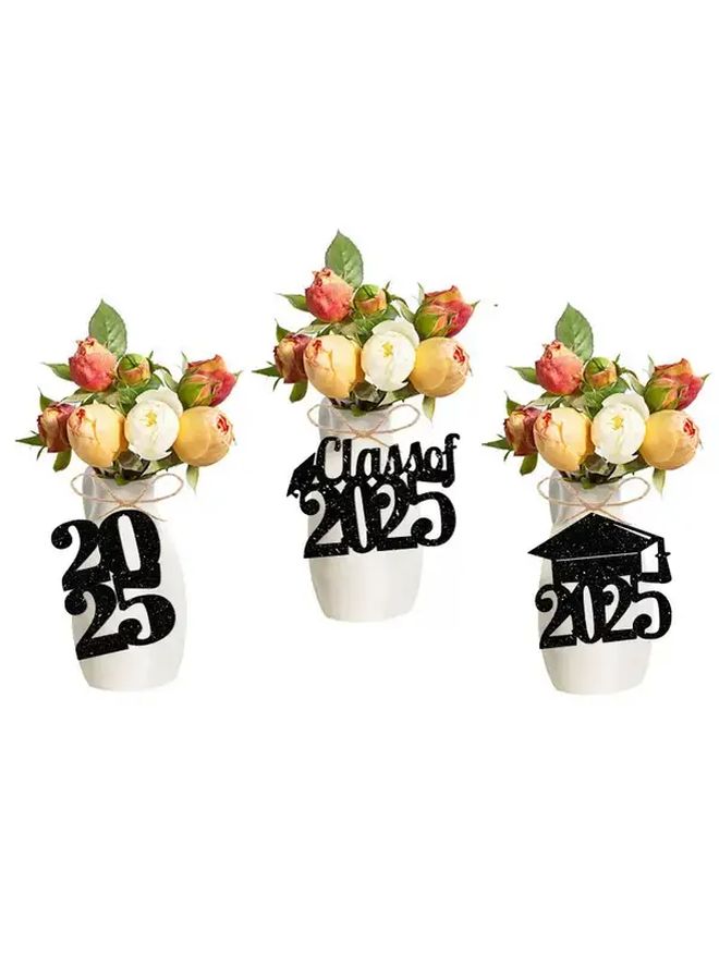 12Pcs Golden Graduation Party Decor Gift Tags 2025 Class of 2025 Cutouts - Image 1