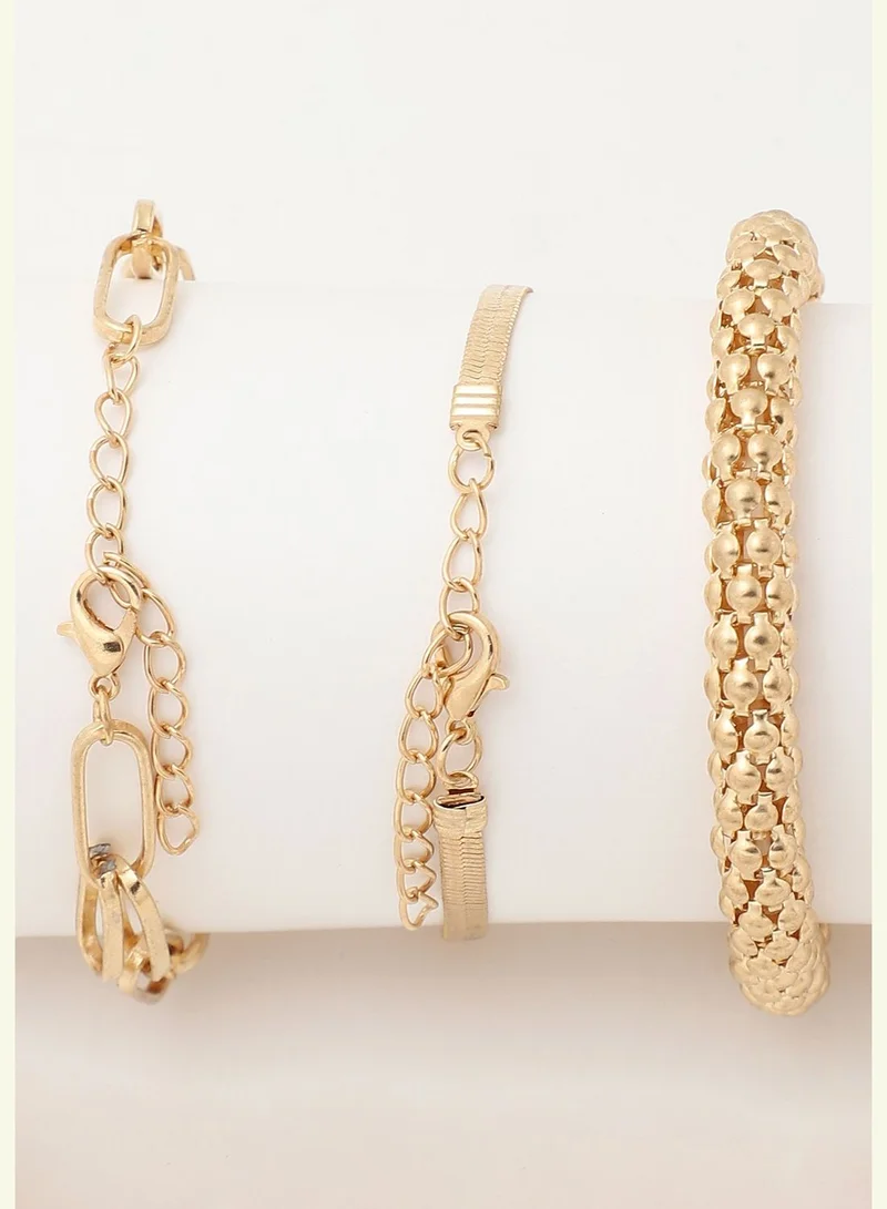 SOHI Set of 3 Gold Plated Designer Bracelet