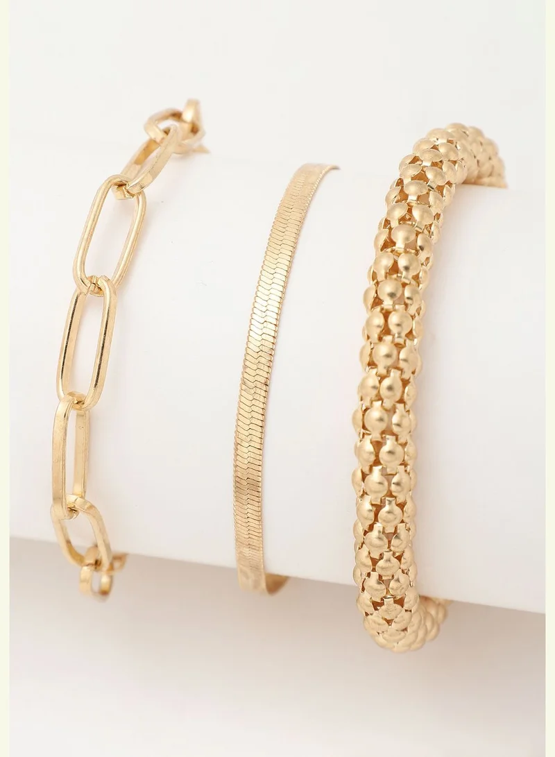 SOHI Set of 3 Gold Plated Designer Bracelet
