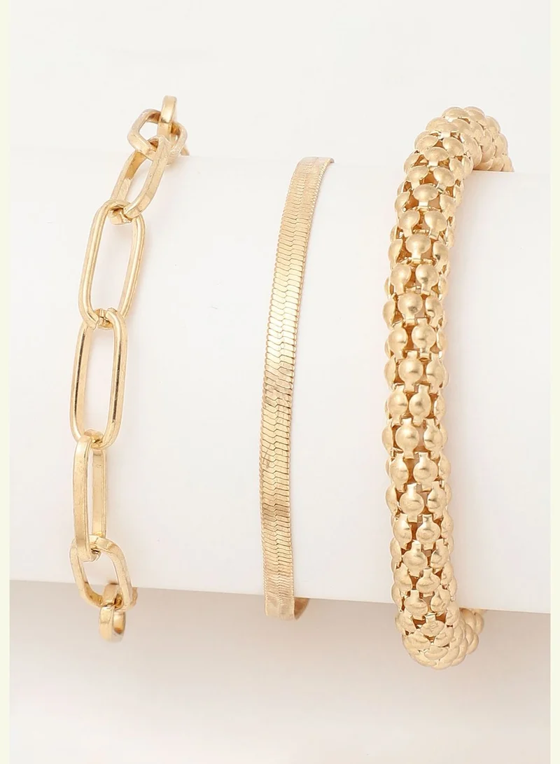 SOHI Set of 3 Gold Plated Designer Bracelet