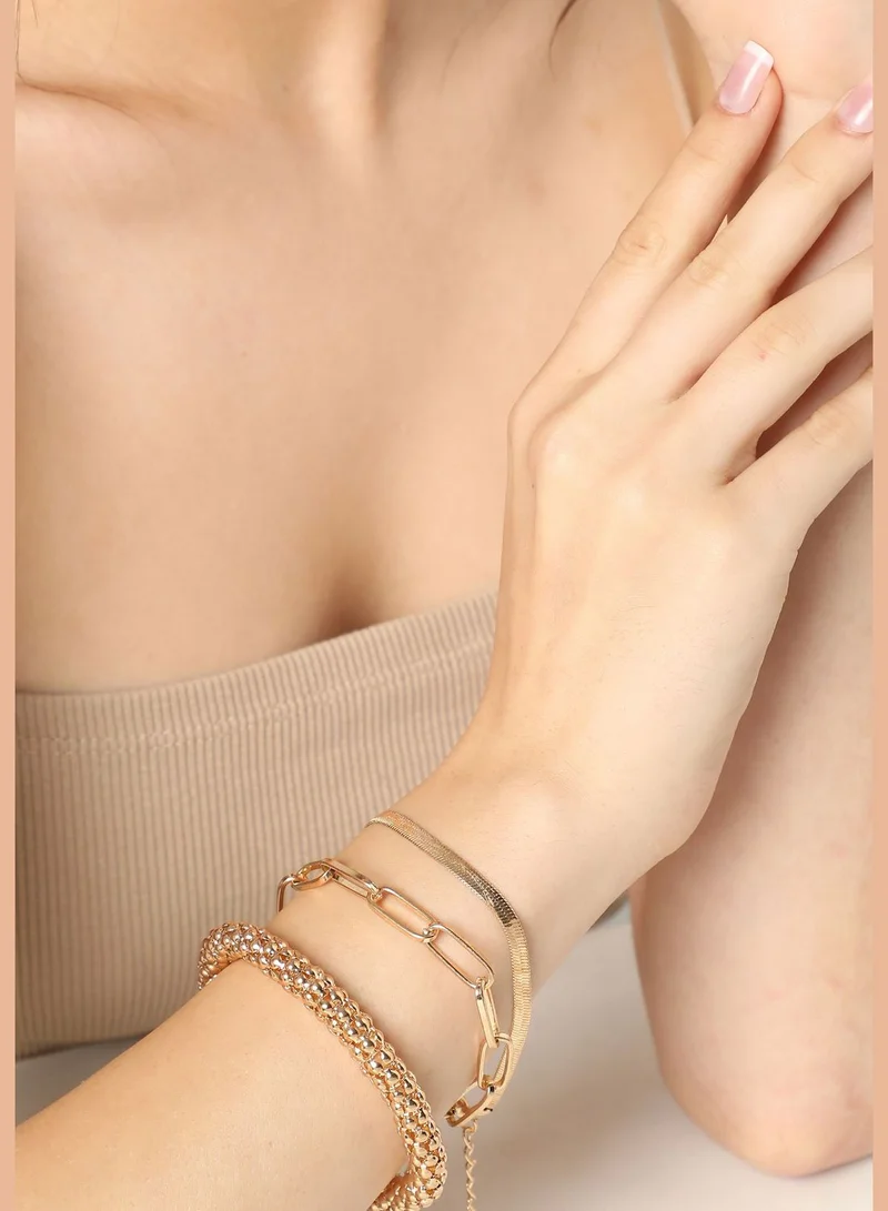 SOHI Set of 3 Gold Plated Designer Bracelet