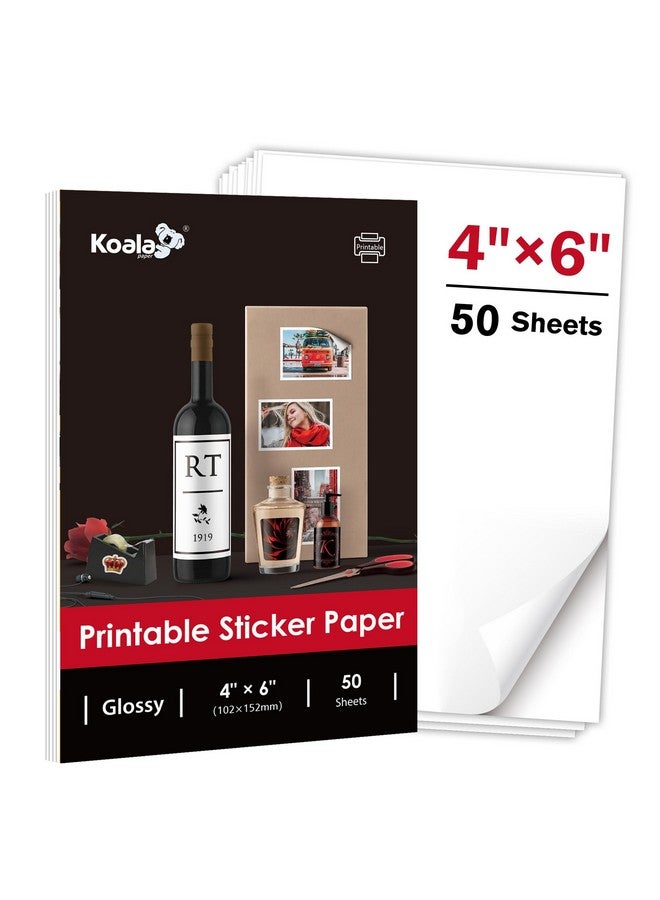 KOALA PAPER Koala Glossy Sticker Paper For Inkjet Printer 4X6 Inch 50 Sheets White Printable Sticker Paper Selfadhesive Photo Sticker Printer Paper - Image 1