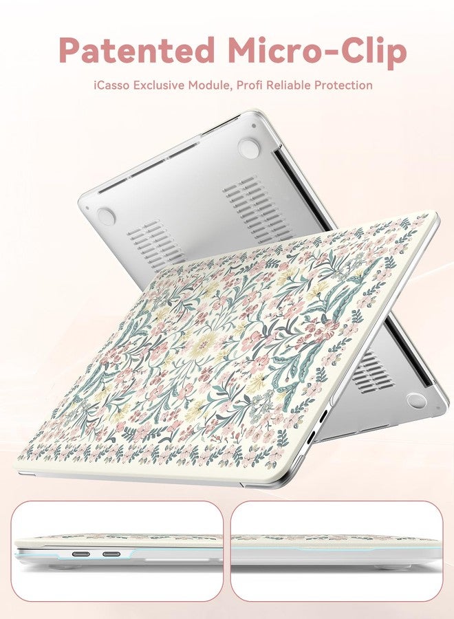 iCasso for MacBook Pro 13 inch Case M2 2025, 2024-2016 A2338 M1 A2251 A2289 A2159 A1989 A1708 A1706, Slim Anti-Scratch Protective Plastic Hard Shell Case+Keyboard Cover for Mac Pro 13''-Pink Floral - Image 5