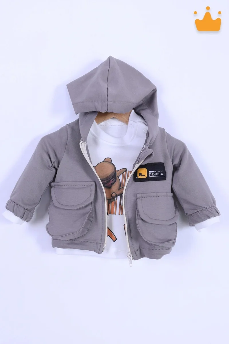 Baby Hola Babyhola Holiday 3-Piece Hooded Cardigan Top Pants Baby Boy Child Bottom Set
