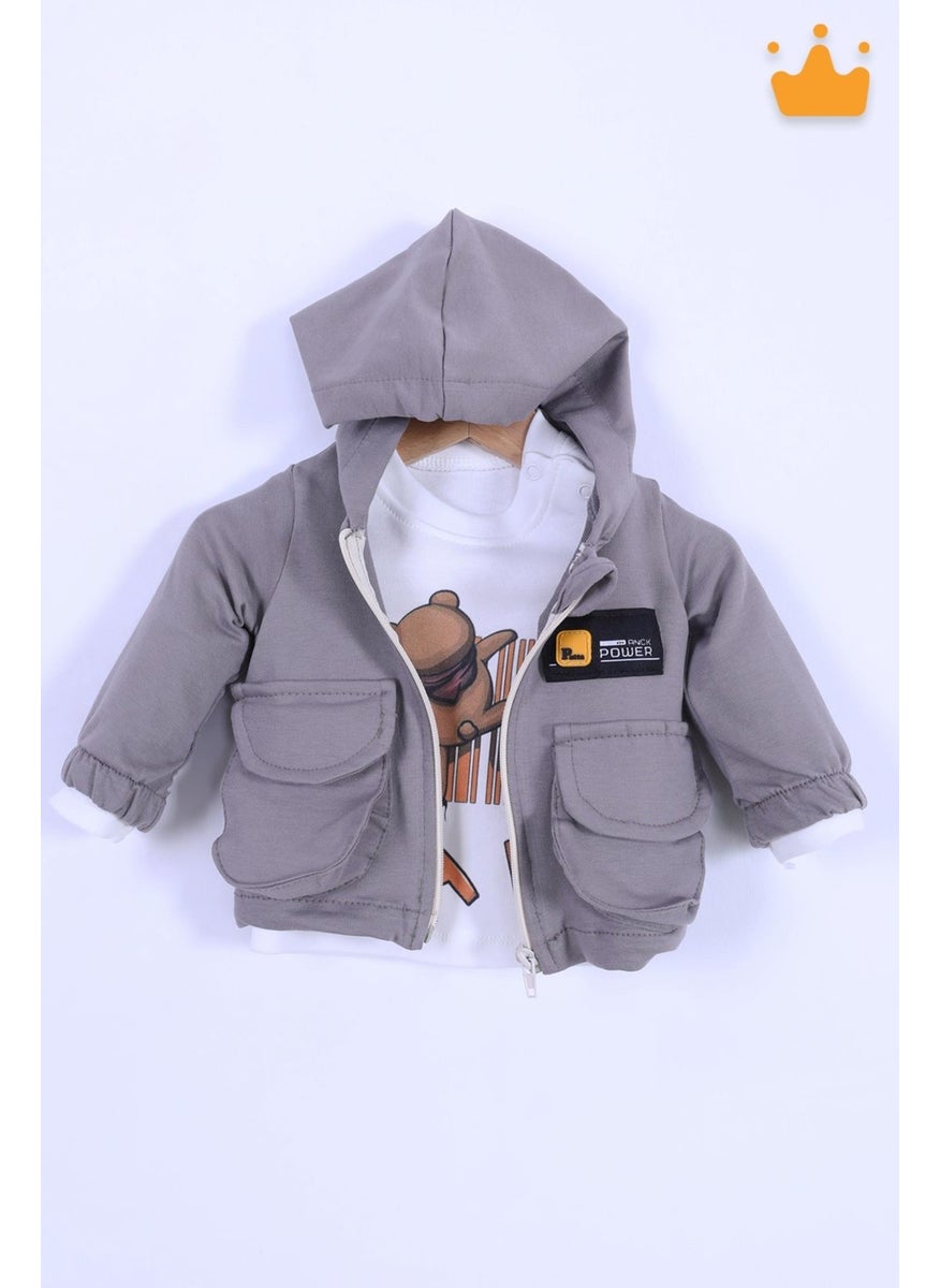 Baby Hola - Babyhola Holiday 3-Piece Hooded Cardigan Top Pants Baby Boy Child Bottom Set - Image 1