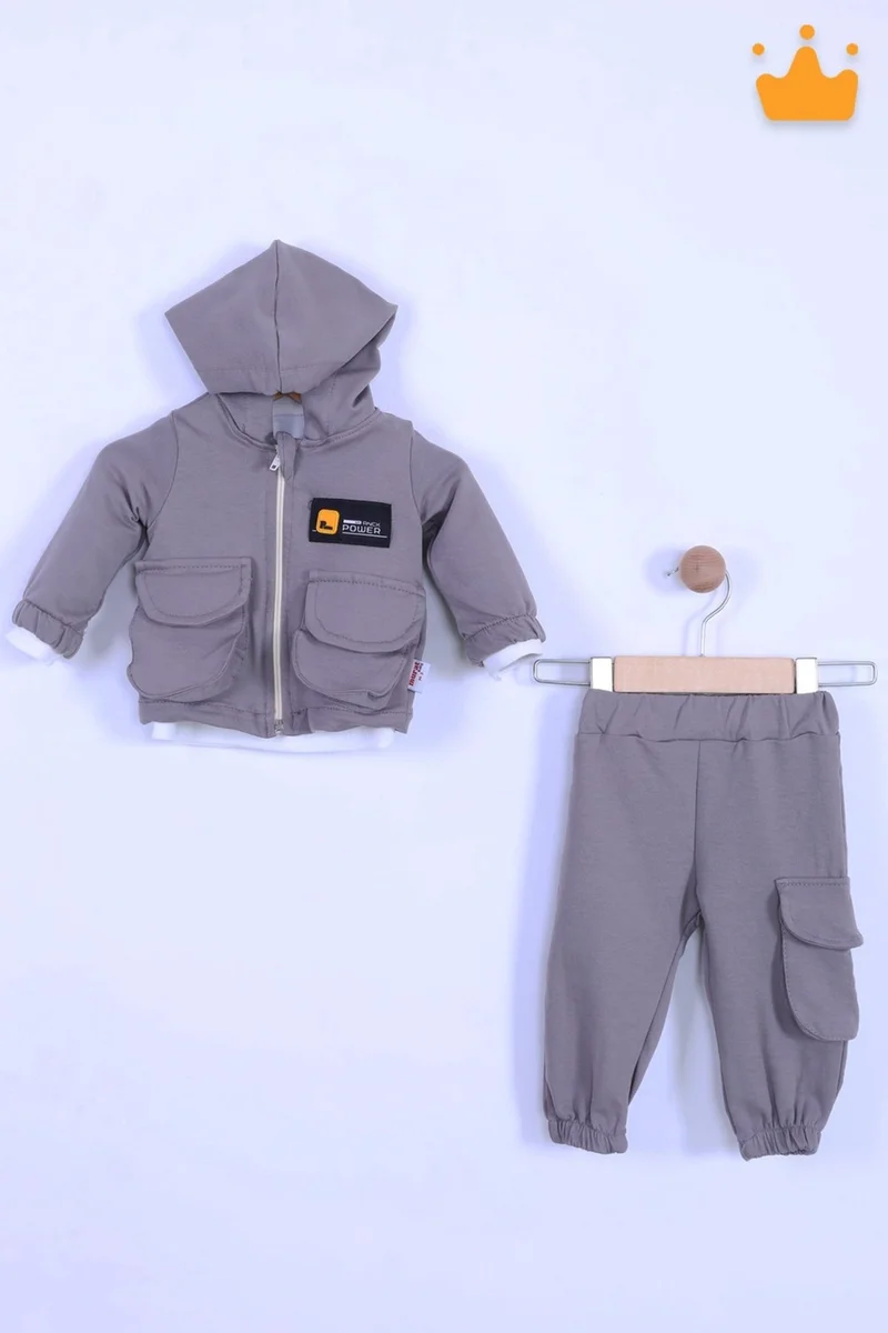 Baby Hola Babyhola Holiday 3-Piece Hooded Cardigan Top Pants Baby Boy Child Bottom Set