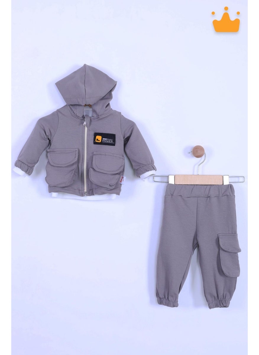 Baby Hola - Babyhola Holiday 3-Piece Hooded Cardigan Top Pants Baby Boy Child Bottom Set - Image 1