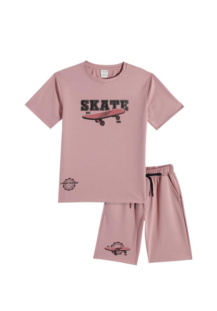 CAVIO Boys Skate Graphic T-Shirt and Shorts Set - Casual Cotton Blend Co-Ord Set - Image 1