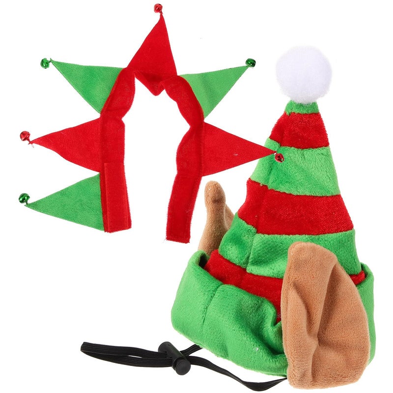 Large Pet Christmas Collar and Elf Hat Set Adjustable Festive Dog Costume - Image 2