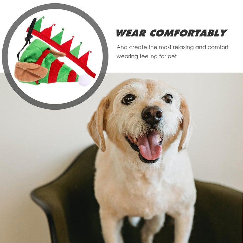 Large Pet Christmas Collar and Elf Hat Set Adjustable Festive Dog Costume - Image 4