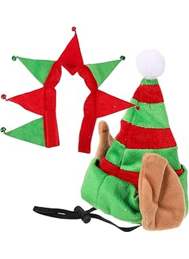 Large Pet Christmas Collar and Elf Hat Set Adjustable Festive Dog Costume - Image 1