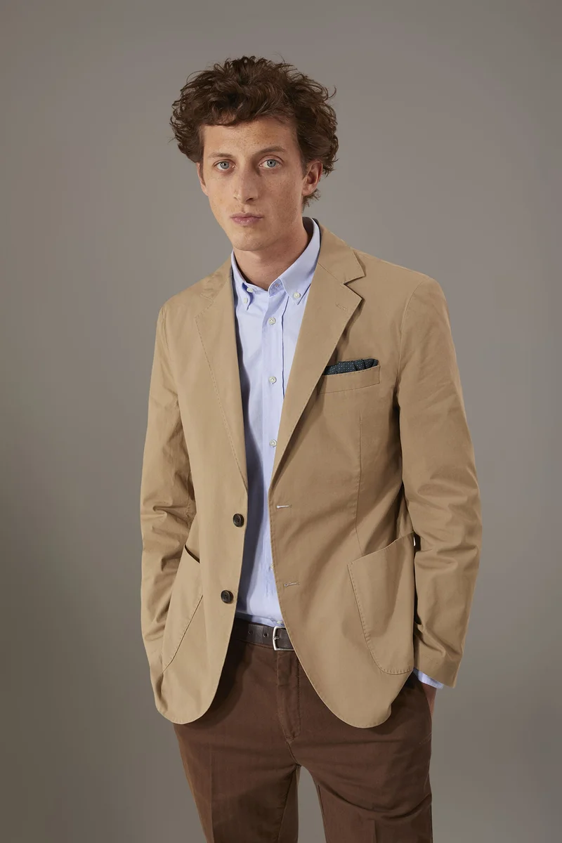 Single breasted cotton washed effect - Beige