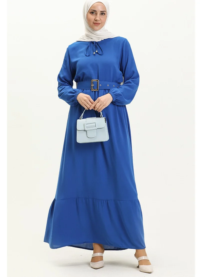 سيفا ميرفي Viscose Belted Pleated Dress 2202-04 Saxe