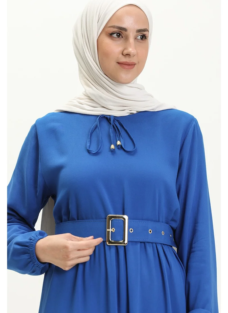 سيفا ميرفي Viscose Belted Pleated Dress 2202-04 Saxe