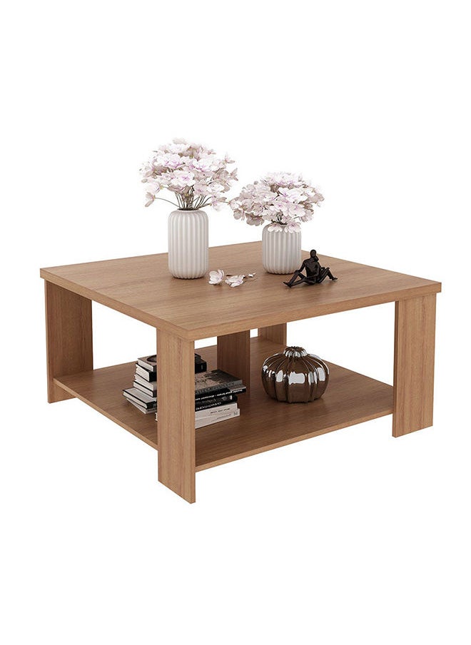 DANUBE HOME Paz Coffee Table Multi Functional Living Room Desk Space Saving Center Table Furniture For Home Living Room L 90 x W 90 x H 45.5 cm Almond  - Image 2