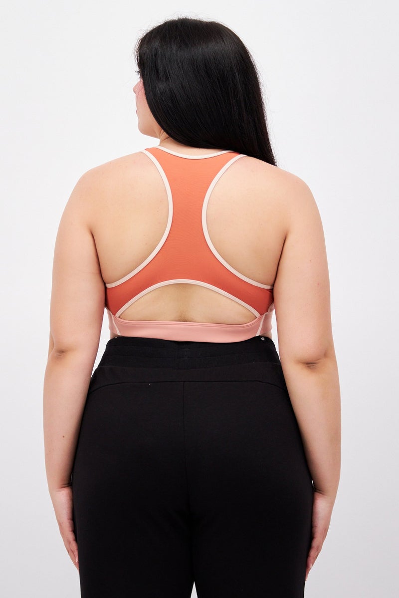 Reebok حمالة صدر رياضية مبطنة بسيطة للنساء، وردي فاتح - Image 4