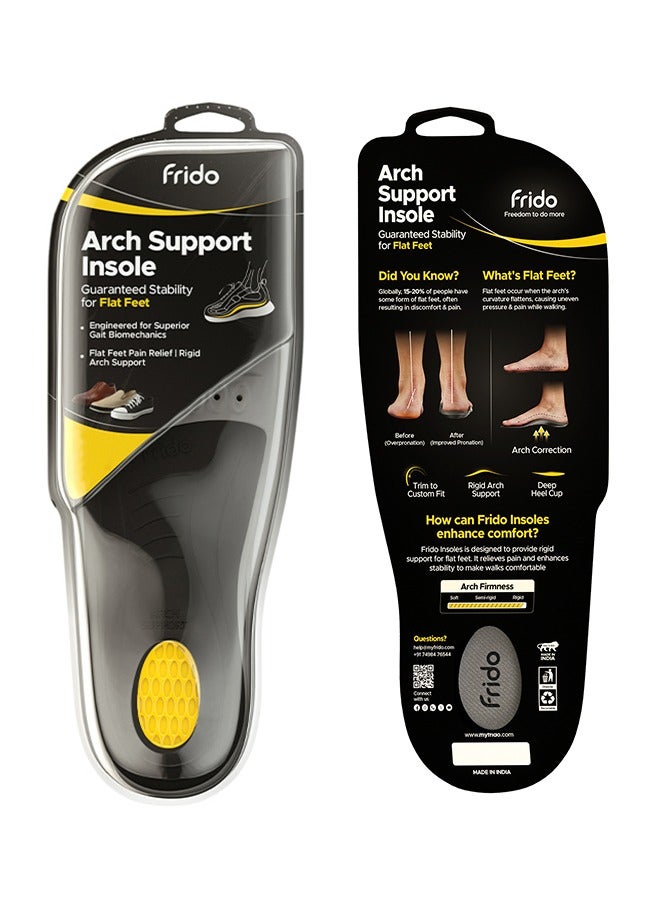 Frido Rigid Arch Support Shoe Insole for Flat Feet, For Feet Pain Plantar Fasciitis & Heel Spurs, Trimmable Orthotic Shoe Inserts For Proper Foot Alignment (Pack of 1) - Image 1