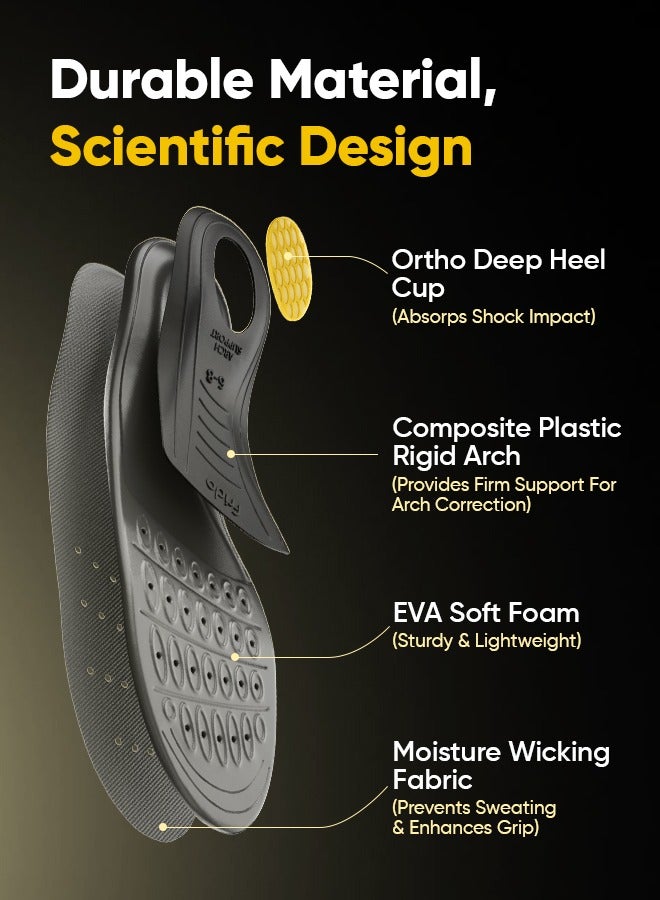 Frido Rigid Arch Support Shoe Insole for Flat Feet, For Feet Pain Plantar Fasciitis & Heel Spurs, Trimmable Orthotic Shoe Inserts For Proper Foot Alignment (Pack of 1) - Image 5