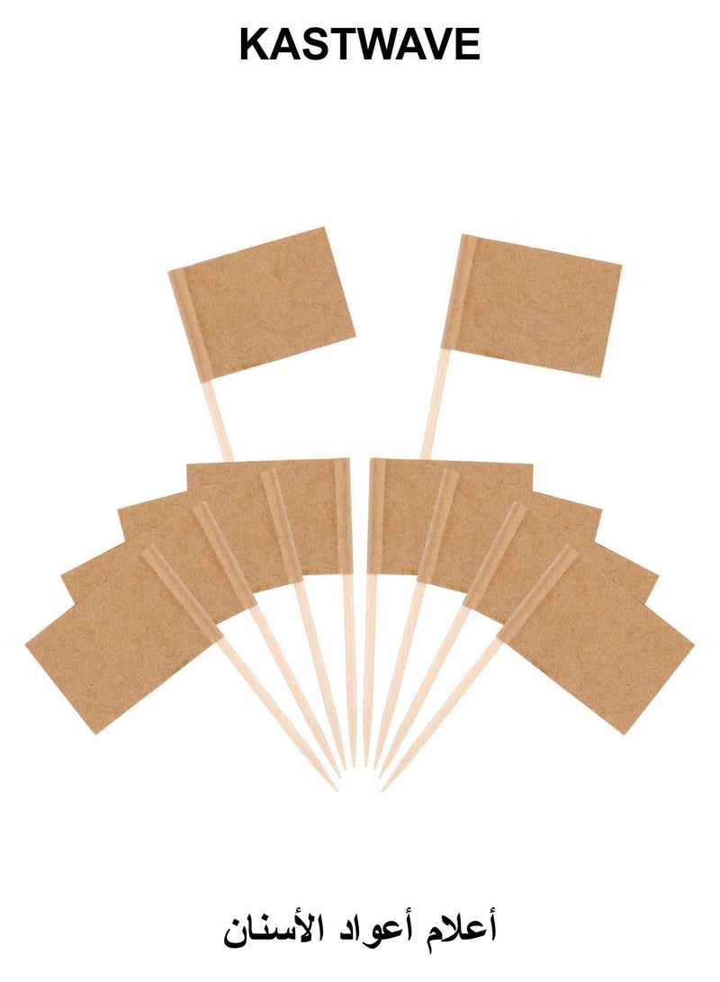 KASTWAVE Toothpick Flags, 200 Pcs Kraft Checkered Toothpick Flags Brown Mini Food Labels Flags for Party Food Cupcake Decoration Picks Cheese Markers for Cupcake, Food, Fruit, Party Decorations - Image 1