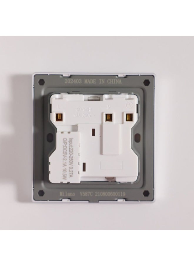 DANUBE HOME Milano Aura 13A Universal Socket With Neon & Usb Type A+C - Silver Finish Durable Fire Retardant Pc/Silver Point Red Copper Electrical Switches & Sockets| Home Electronic Accessories - 17.2X9X4Cm  - Image 2