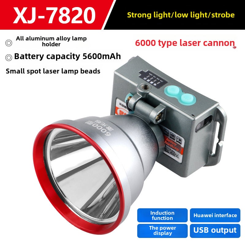 2024 High-Power LED Headlamp for Night Fishing 7820 multi-function induction double lithium small laser lamp beads 7820 multi-function induction double lithium small laser lamp beads