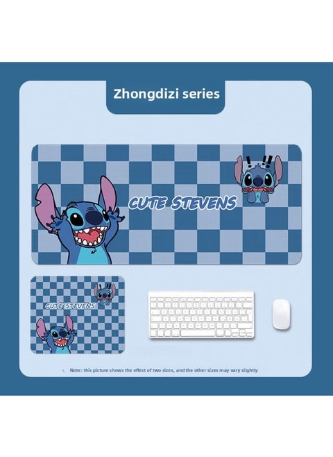 Stitch Mouse Pad Oversized Cute Girl's Office Large Computer Desktop Keyboard Pad Thickened Lock Edge Desk Pad-Color:300x250x3mm-Pattern:Stig 016