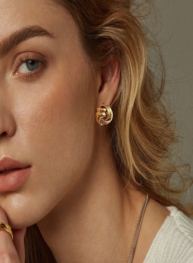 FANZE Gold Earrings Trendy, Chunky Earrings, Drop Stud Gold Statement Earrings, Big Earrings for Women Jewelry Gift - Image 2